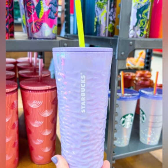 Starbucks Purple Ripple Glass Cup Textured Lilac Tumbler 18oz Limited New 2023 - Picture 6 of 9
